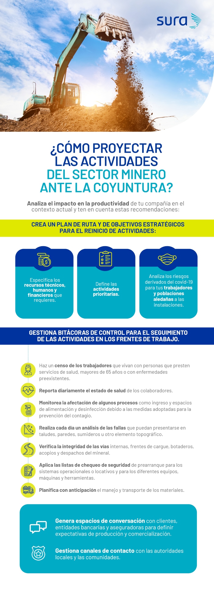 Infografía claves para retomar la actividad productiva en el sector minero